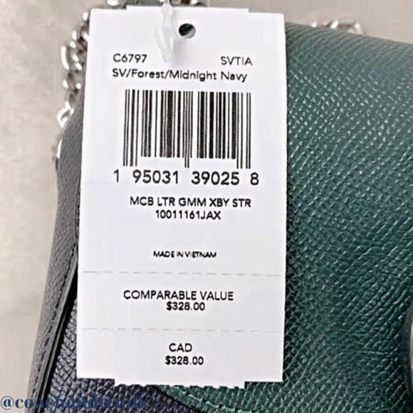 COACH Leather Gemma Deep Blue Forest Green Sparkling Crystals Apple Buckle NWT main image 14
